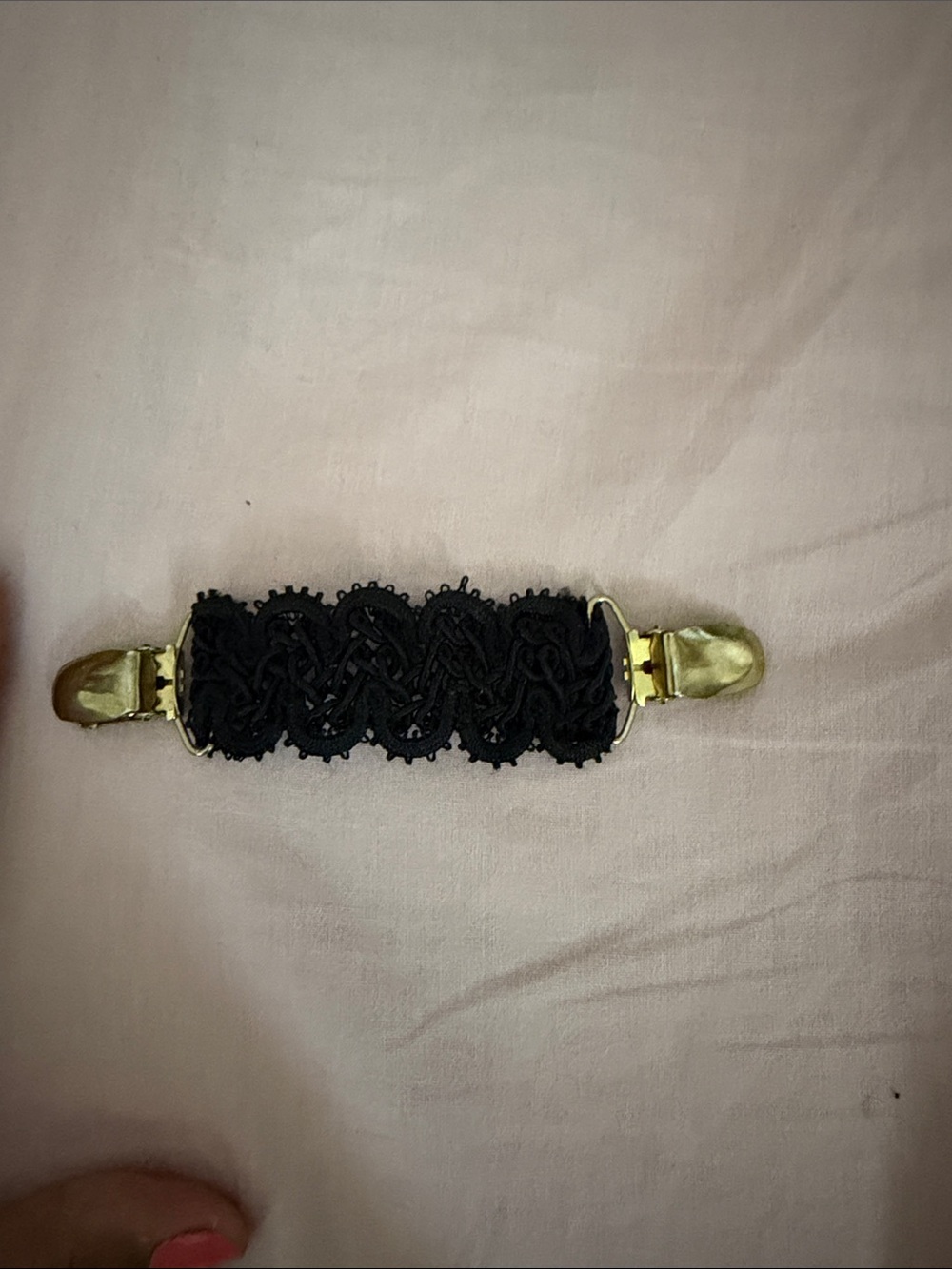 Vintage Black Lace Sweater Clips with Gold Clips